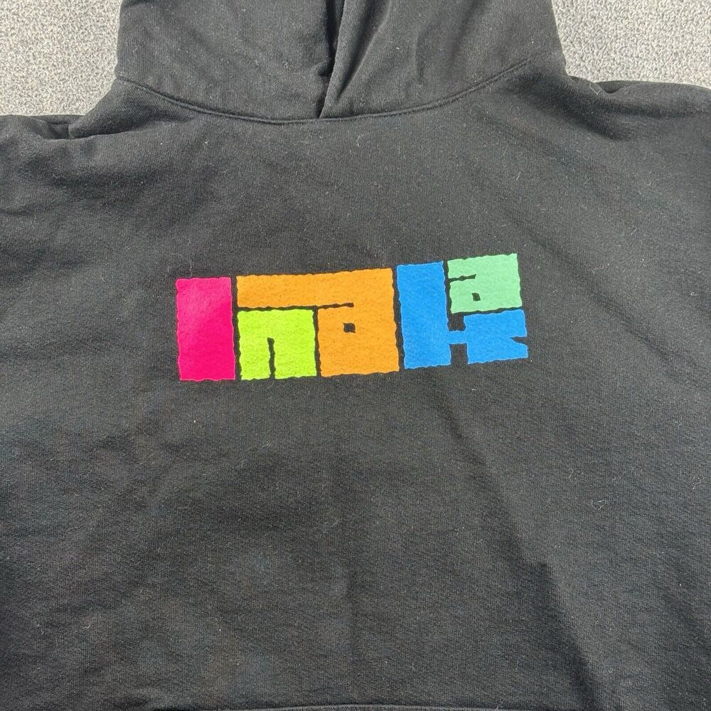 Inaka Power Mens XL Hoodie Black Rainbow Logo Spellout Pullover Sweatshirt
